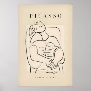 Picasso Liegende Frau Halskette Linienkunst Figur Poster