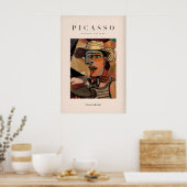 Picasso-Mann Strohhut abstraktes Porträt Kunstprin Poster (Küche)