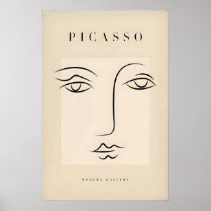 Picasso Minimalistisches Gesicht Umriss Linienkuns Poster