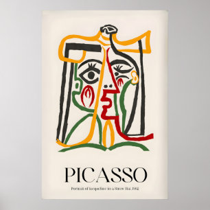 Picasso-Porträt Jacqueline Strohhut962 Abstrakt Poster