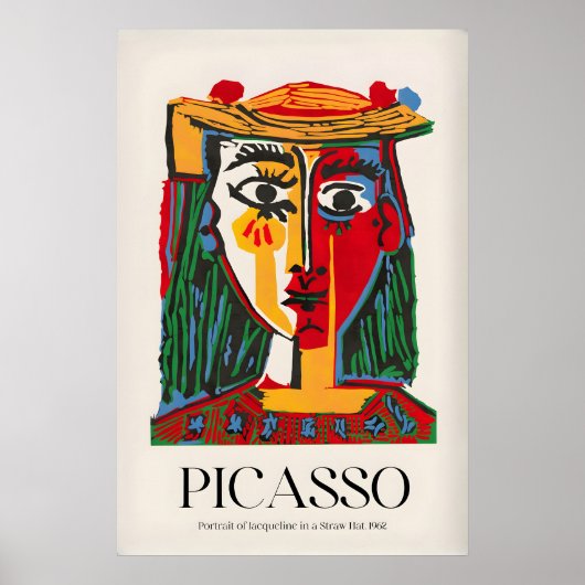 Picasso-Porträt Jacqueline Strohhut962 Farbige Poster (Vorne)