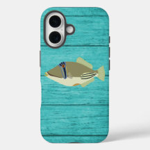 Picasso Trigger Fish Turqouise Wood iPhone 16 Fall