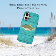 Picasso Trigger Fish Turqouise Wood iPhone 16 Fall