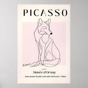 Picasso Wolf-Kunstposter Minimalistischer Linienku Poster