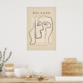 Picasso Zwei Gesichter Abstrakte Profile Linienkun Poster (Küche)