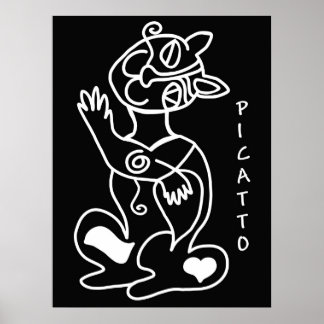 Picatto weiß auf schwarz poster