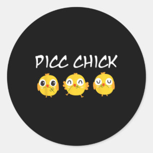 Picc Chick Süßes Huhn Gefäßzugangsteam Picc Runder Aufkleber