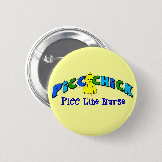 PICC Küken "PICC LINIE KRANKENSCHWESTER" BLAUER Button (Vorne & Hinten)