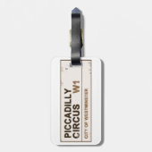 Piccadilly Circus London - Vintag Gepäckanhänger (Rückseite vertikal)