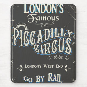 Piccadilly Circus London Vintage-Plakat Mousepad