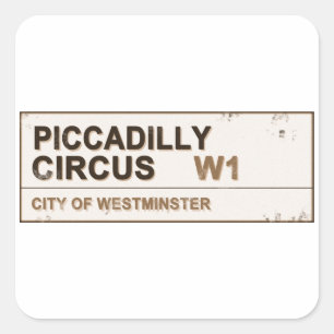 Piccadilly Circus London - Vintage Quadratischer Aufkleber