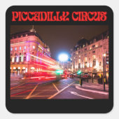 Piccadilly Circus Square Sticker Black Background (Vorderseite)