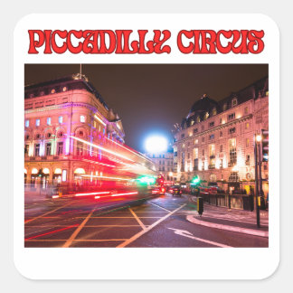 Piccadilly Circus Square Sticker White Background
