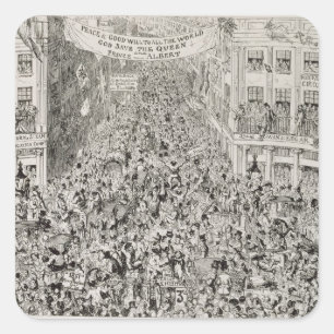 Piccadilly während der großen Ausstellung, 1851 Quadratischer Aufkleber
