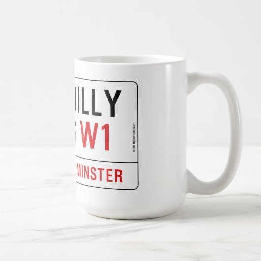 Piccadilly Zirkus-Straßenschild Kaffeetasse (Rechts)