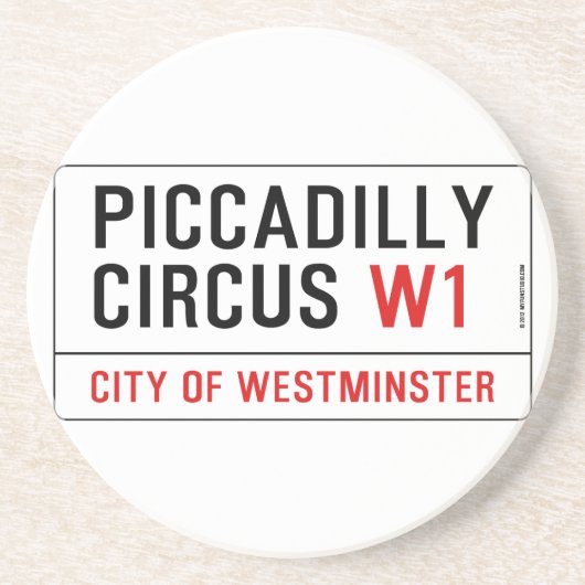 Piccadilly Zirkus-Straßenschild Sandstein Untersetzer (Vorne)