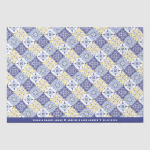 Piccolo Amore Italian Tiles Blue Lemon Baby Shower Seidenpapier