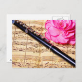 Piccolo auf Notenblättern, eigene Postkarten (Vorne/Hinten)