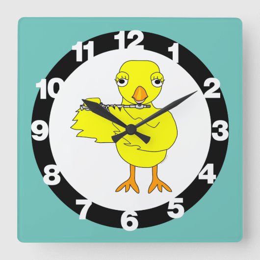 Piccolo Chick Quadratische Wanduhr (Vorderseite)