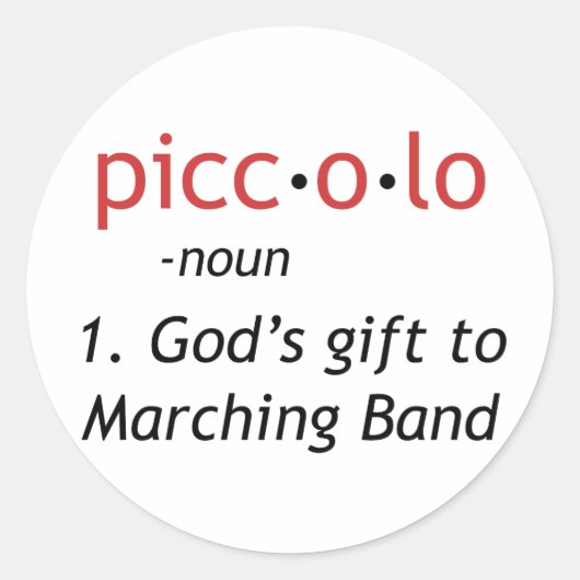 Piccolo Definition Runder Aufkleber (Vorderseite)