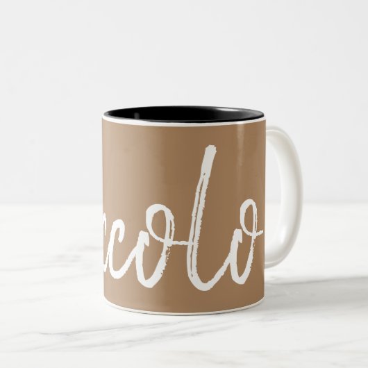 Piccolo-Kaffee liebt Typografie Zweifarbige Tasse (VorderseiteRechts)