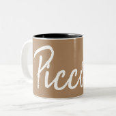Piccolo-Kaffee liebt Typografie Zweifarbige Tasse (Vorderseite Links)
