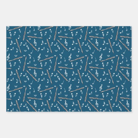 Piccolo Musiknote Pattern Geschenkpapier Set (Vorderseite 2)