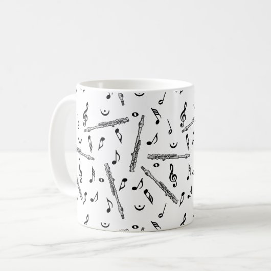 Piccolo Musiknote Pattern Kaffeetasse (Vorderseite Links)