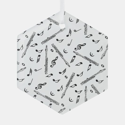 Piccolo Musiknote Pattern Ornament Aus Glas (Vorderseite)
