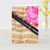 Piccolo on sheet music custom greetings cards karte (Gelbe Blume)