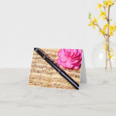 Piccolo on sheet music custom note card karte (Gelbe Blume)