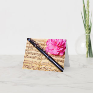 Piccolo on sheet music custom note card karte