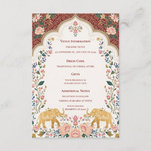 Pichwai Indian Elegant Wedding Enclosure Card Begleitkarte (Vorderseite)