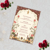 Pichwai Indian Lotus Peacock Wedding Begleitkarte