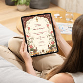 Pichwai Indian Lotus Peacock Wedding Invitation Einladung