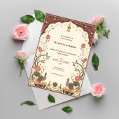 Pichwai Indian Lotus Peacock Wedding Invitation Einladung