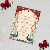 Pichwai Indian Peacock Elegant Wedding Begleitkarte