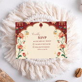 Pichwai Indian Peacock Elegant Wedding RSVP Karte