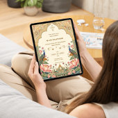 Pichwai Indian Peacock Lotus Wedding Invitation Einladung