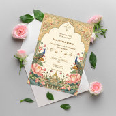 Pichwai Indian Peacock Lotus Wedding Invitation Einladung