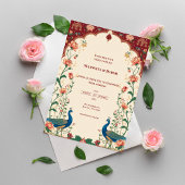 Pichwai Indian Peacock Wedding Invitation Einladung
