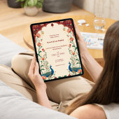 Pichwai Indian Peacock Wedding Invitation Einladung