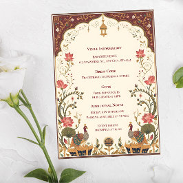Pichwai Indischer Lotus Pfau Hochzeit Begleitkarte