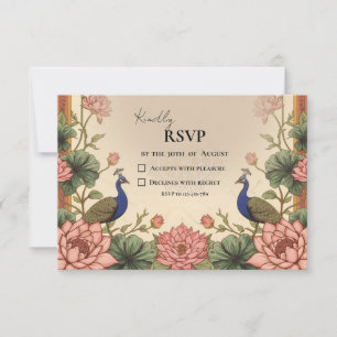 Pichwai inspirierte indische Hochzeits-RSVP-Karte RSVP Karte