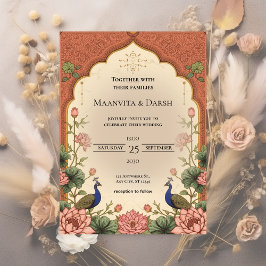 Pichwai-inspirierte indische Hochzeitseinladung Einladung