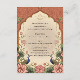 Pichwai-inspirierte indische Hochzeitseinladungska Begleitkarte