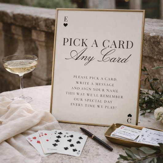 Pick A Card Any Card Wedding Guestbook Sign Einladung