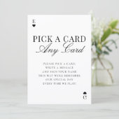 Pick A Card Any Card Wedding Guestbook Sign Einladung (Stehend Vorderseite)