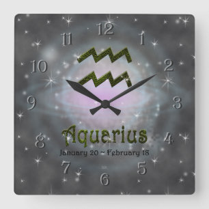 Pick Color Aquarius Zodiac Astrologisches Zeichen Quadratische Wanduhr