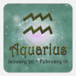 Pick Color Aquarius Zodiac Astrologisches Zeichen Quadratischer Aufkleber